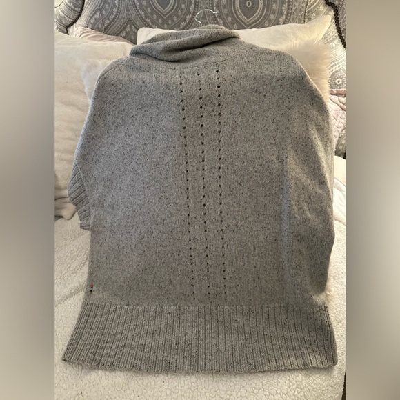 SMARTWOOL Heather Gray Merino Wool Blend Pullover Poncho Sweater Pointelle XS/S - Picture 3 of 3